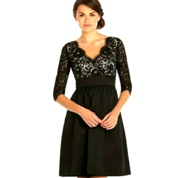 Women's Eliza J Lace & Faille Dress, Size 6 - Black Women's Eliza J Lace & Faille Dress, Size 6 - Black